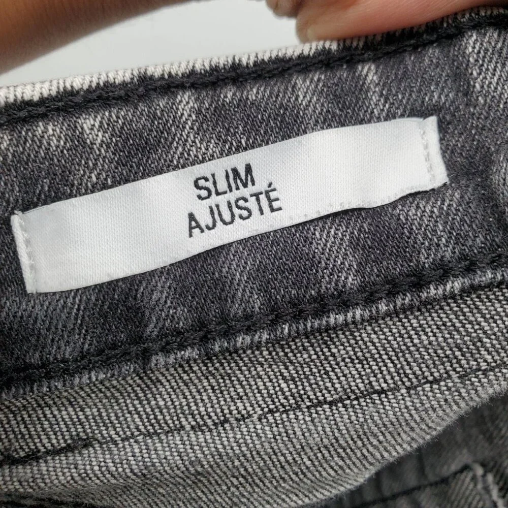 Calvin Klein Slim Denim Pants Jeans Men Size 34 X 32 Gray Acid Wash Cotton
